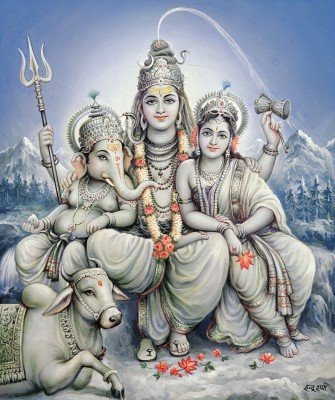 Lord Siva and Goddess Shakti, indicating dual aspects of the Lord, Prakrithi (Nature) and Purusha (Self). Beyond this concept of duality